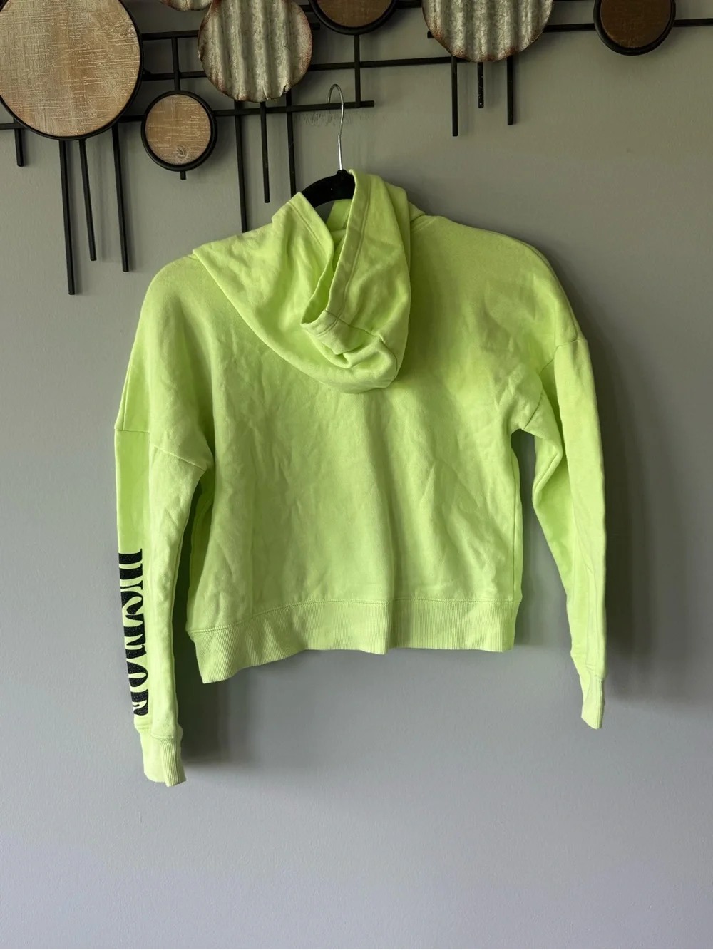Justice Neon Green Hoodie, Sparkle sleeve size M(10)